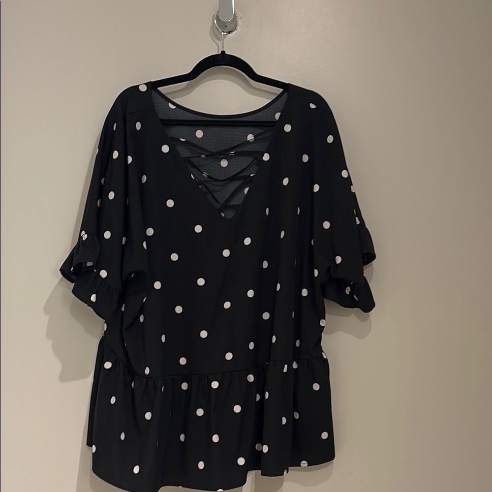 Polka Dot Black Blouse